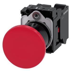 hřibové tlačítko, 22 mm, kulaté, plast, červená, 1