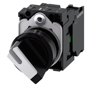 Otočný spínač, s osvětlením, 22 mm, kulatý, plast,