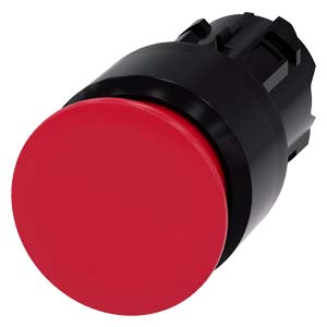 hřibové tlačítko, 22 mm, kulaté, plast, červená, 3