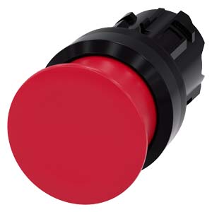 hřibové tlačítko, 22 mm, kulaté, plast, červená, 3