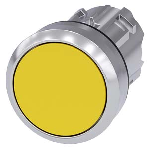 tlačítko, 22 mm, kulaté, kov, s vysokým leskem, žl