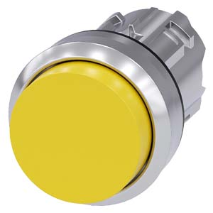 tlačítko, 22 mm, kulaté, kov, s vysokým leskem, žl