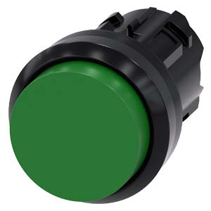 tlačítko, 22 mm, kulaté, plast, zelené, stiskací k