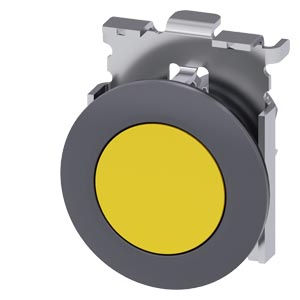 tlačítko, 30 mm, kulaté, kov, matné, žluté