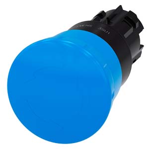 hřibové tlačítko, 22 mm, kulaté, plast, modrá, odb