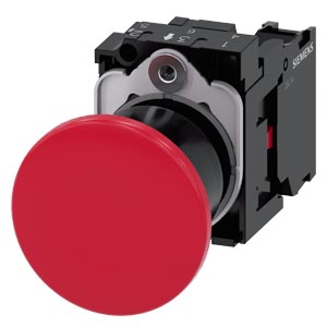 hřibové tlačítko, 22 mm, kulaté, plast, červená, 1