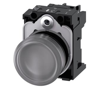 signálka 22 mm, kulatá, plast, čirá, čočka, hladká