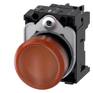 signálka 22 mm, kulatá, plast, amber, čočka, hladk