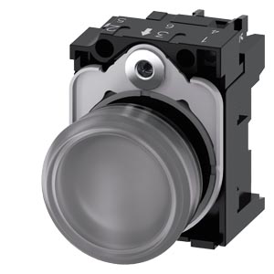 signálka 22 mm, kulatá, plast, čirá, čočka, hladká