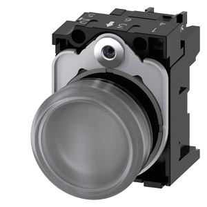 Signálka 22 mm, kulatá, plast, čirá, čočka, hladká