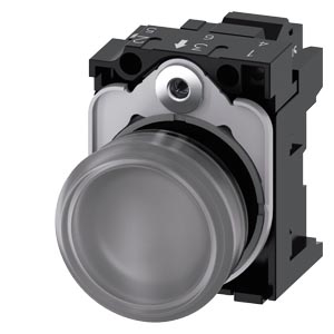 Signálka 22 mm, kulatá, plast, čirá, čočka, hladká