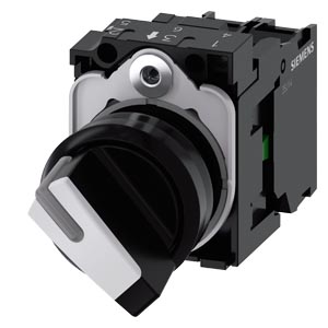 otočný spínač, s osvětlením, 22 mm, kulatý, plast,