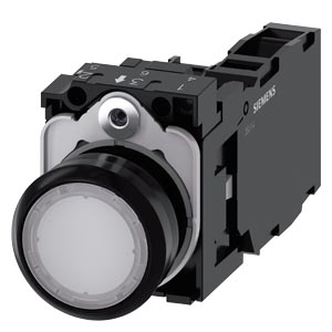 tlačítko, osvětlené, 22 mm, kulaté, plast, bílá, 1