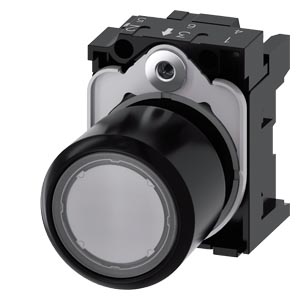 tlačítko, osvětlené, 22 mm, kulaté, plast, čiré, s