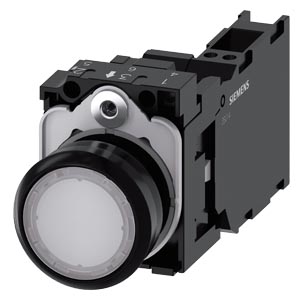 tlačítko, osvětlené, 22 mm, kulaté, plast, bílá, 1