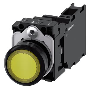 tlačítko, osvětlené, 22 mm, kulaté, plast, žlutá, 