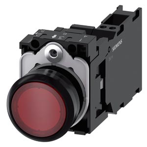 tlačítko, osvětlené, 22 mm, kulaté, plast, červená