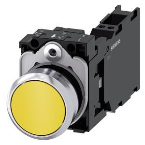 tlačítko, 22 mm, kulaté, kov, s vysokým leskem, žl