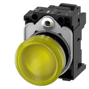 signálka 22 mm, kulatá, kov, s vysokým leskem, žlu
