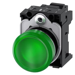 signálka 22 mm, kulatá, kov, s vysokým leskem, zel