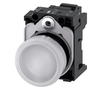 signálka 22 mm, kulatá, kov, s vysokým leskem, bíl