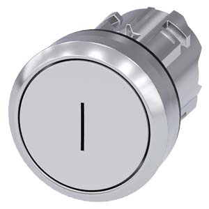 Tlačítko, 22 mm, kulaté, kov, s vysokým leskem, bí