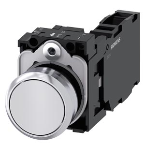 Tlačítko, 22 mm, kulaté, kov, s vysokým leskem, bí