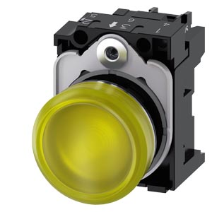 Signálka 22 mm, kulatá, kov, s vysokým leskem, žlu