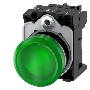 Signálka 22 mm, kulatá, kov, s vysokým leskem, zel